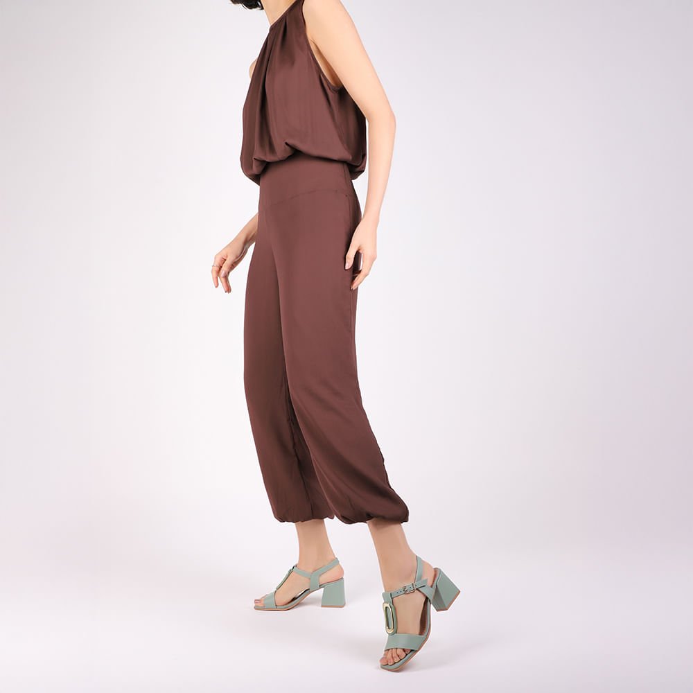 Sandália Bico Quadrado Couro Verde Verde 4