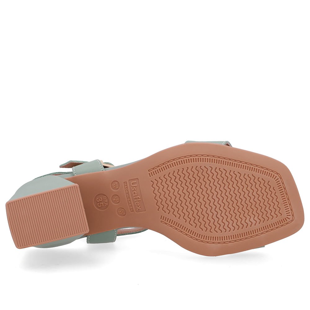 Sandália Bico Quadrado Couro Verde Verde 5