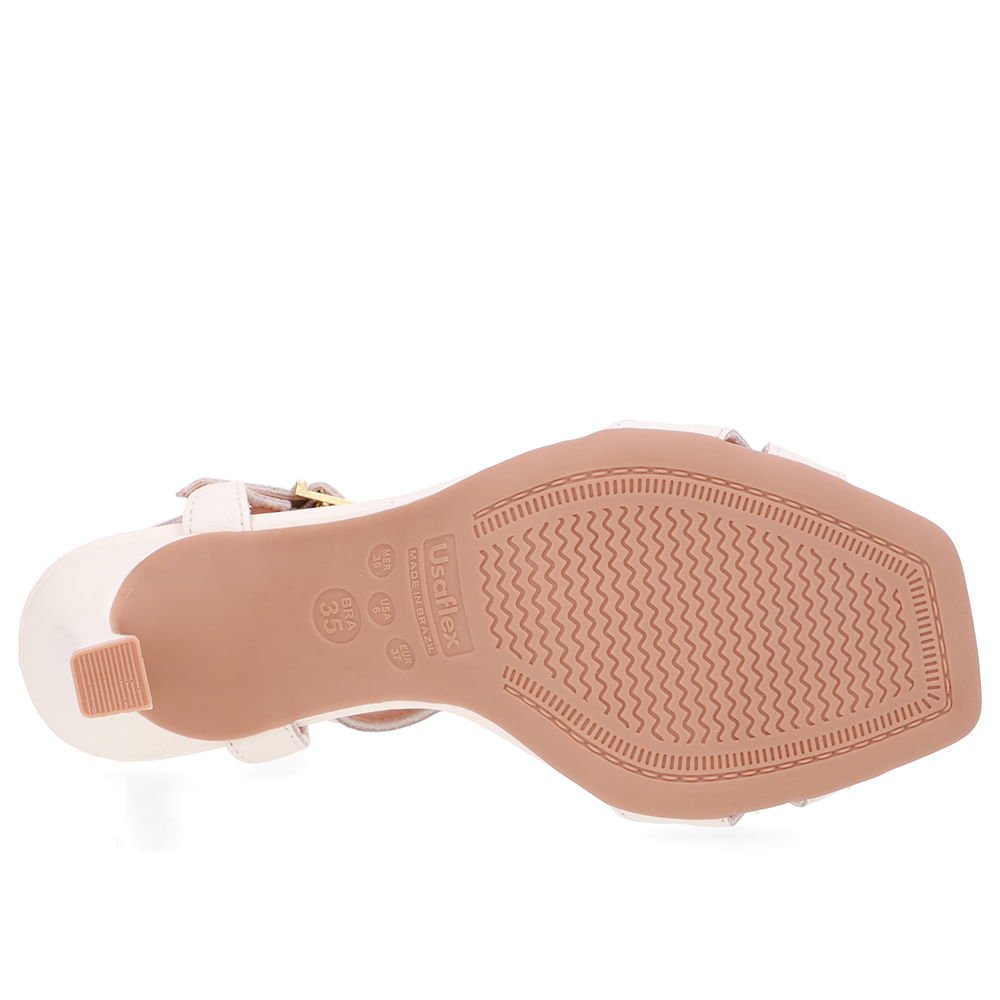 Sandália Salto Fino Couro Branca Marfim Bico Quadrado Branco 5