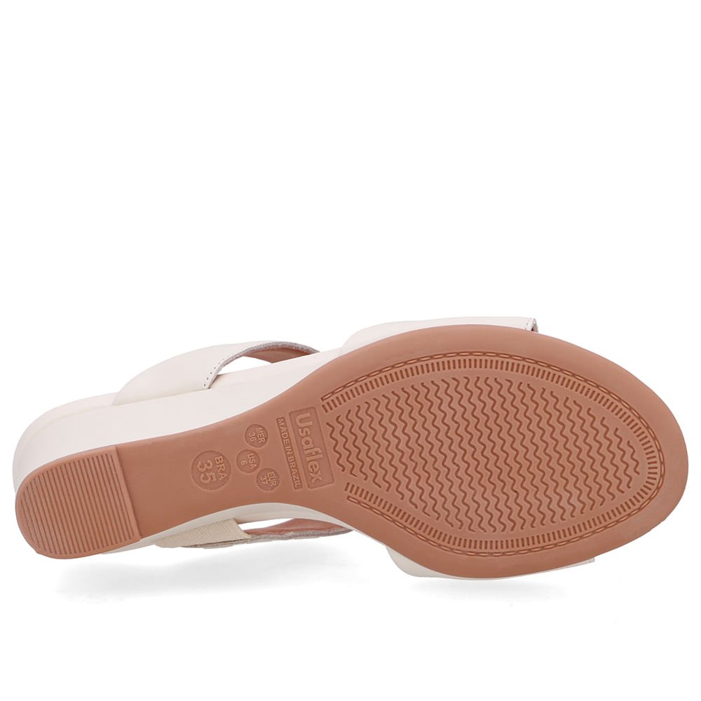 Tamanco Salto Anabela Couro Branco Marfim Branco 5