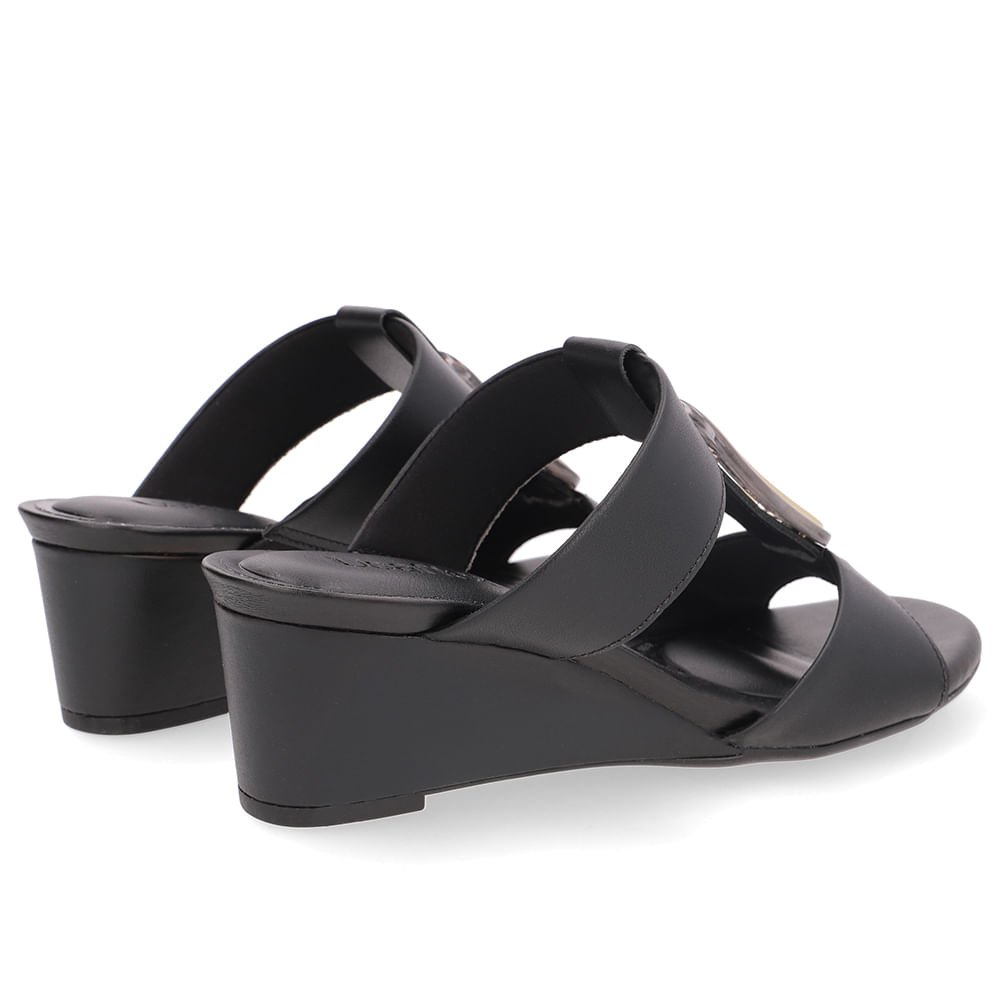 Tamanco Salto Anabela Couro Preto Preto 3