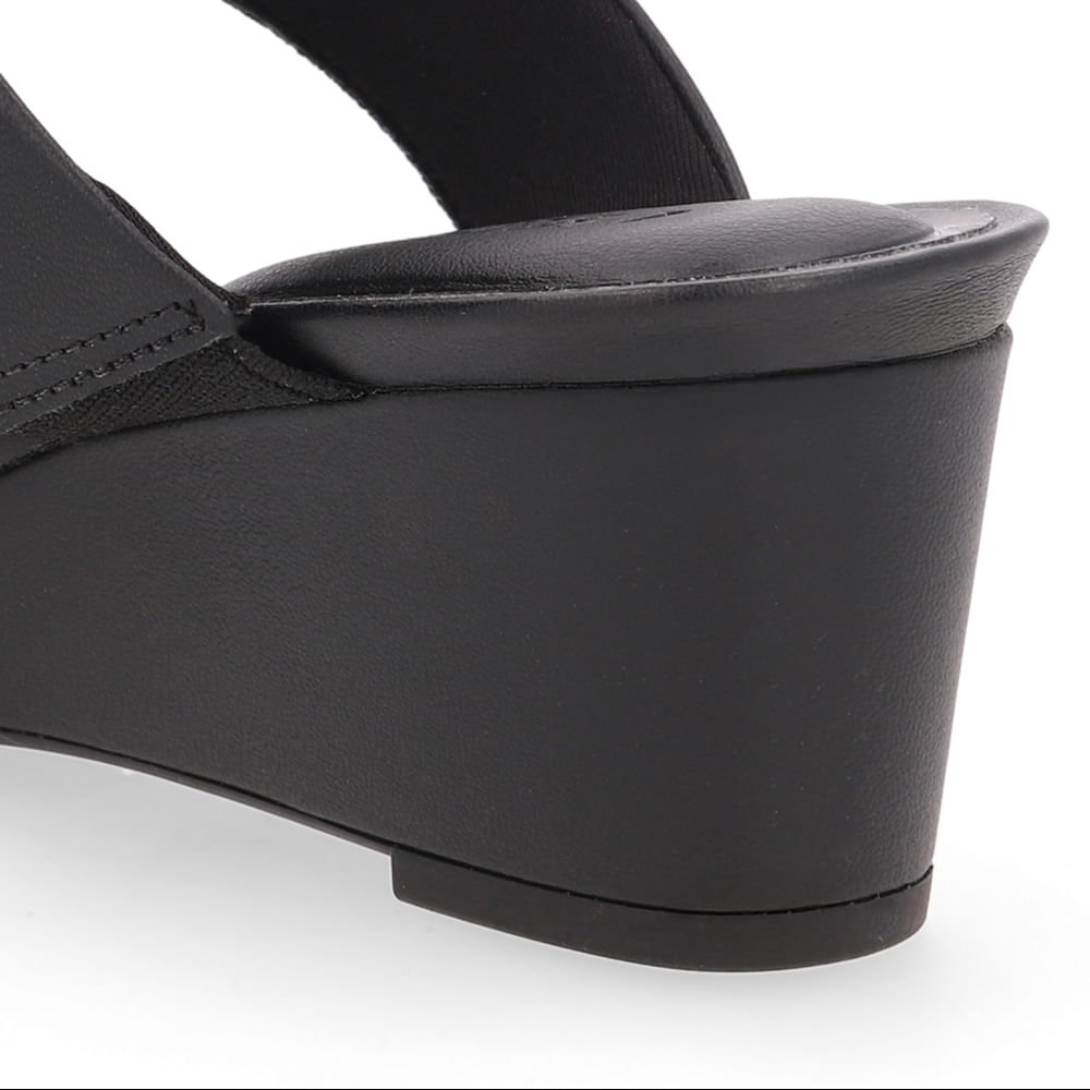 Tamanco Salto Anabela Couro Preto Preto 4