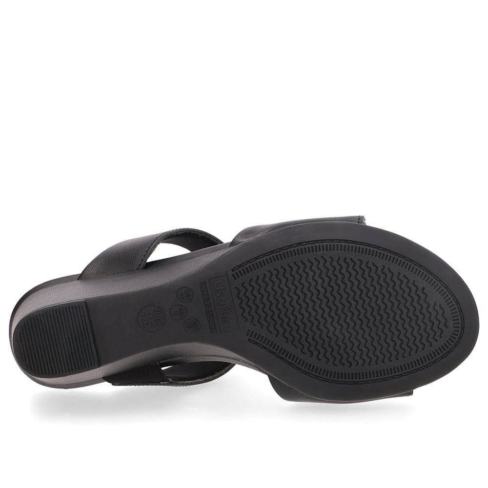 Tamanco Salto Anabela Couro Preto Preto 5