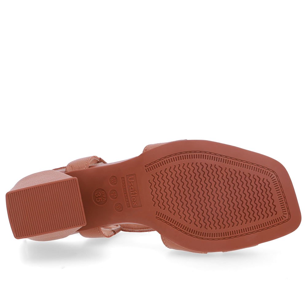 Sandália Salto Bloco Couro Marrom Tiras Marrom 5