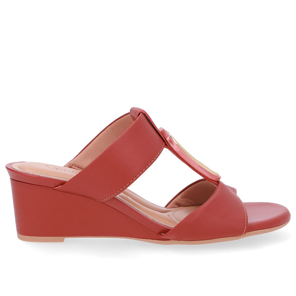 Tamanco Salto Anabela Couro Marrom