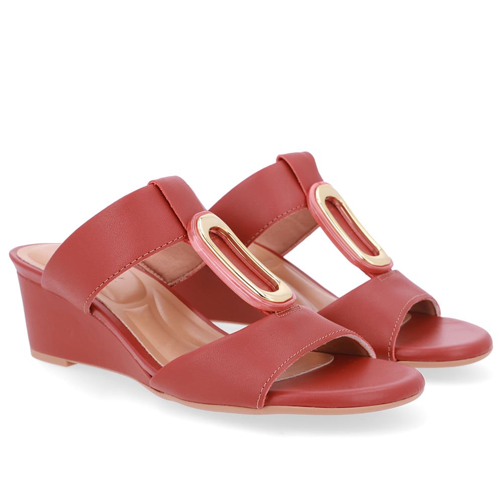 Tamanco Salto Anabela Couro Marrom Marrom 2