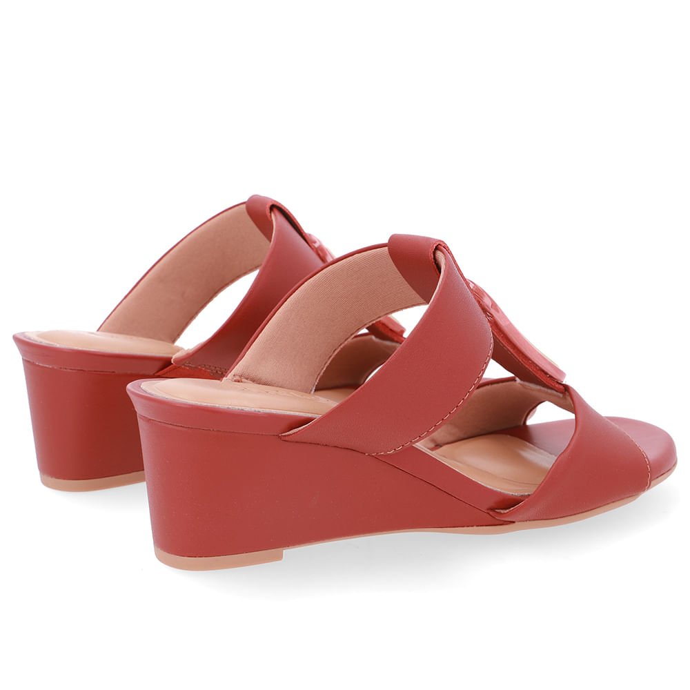 Tamanco Salto Anabela Couro Marrom Marrom 3