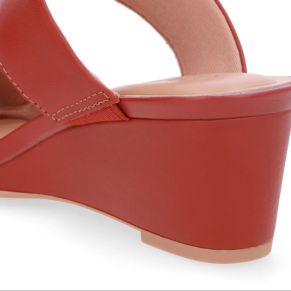 Tamanco Salto Anabela Couro Marrom Marrom 4