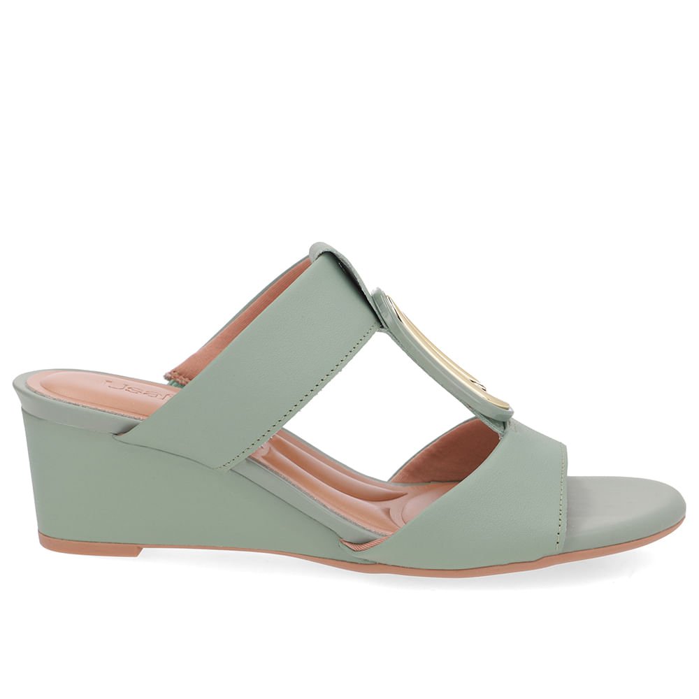 Tamanco Salto Anabela Couro Verde