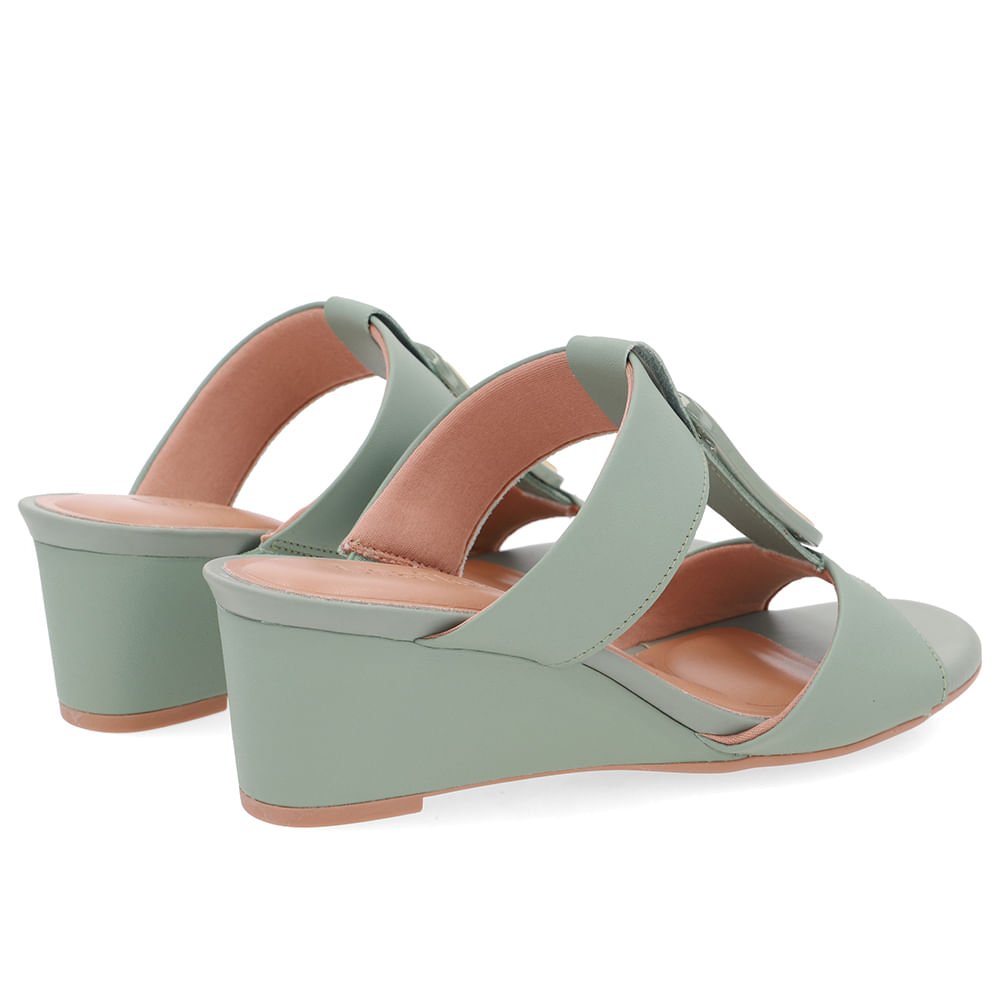Tamanco Salto Anabela Couro Verde Verde 3