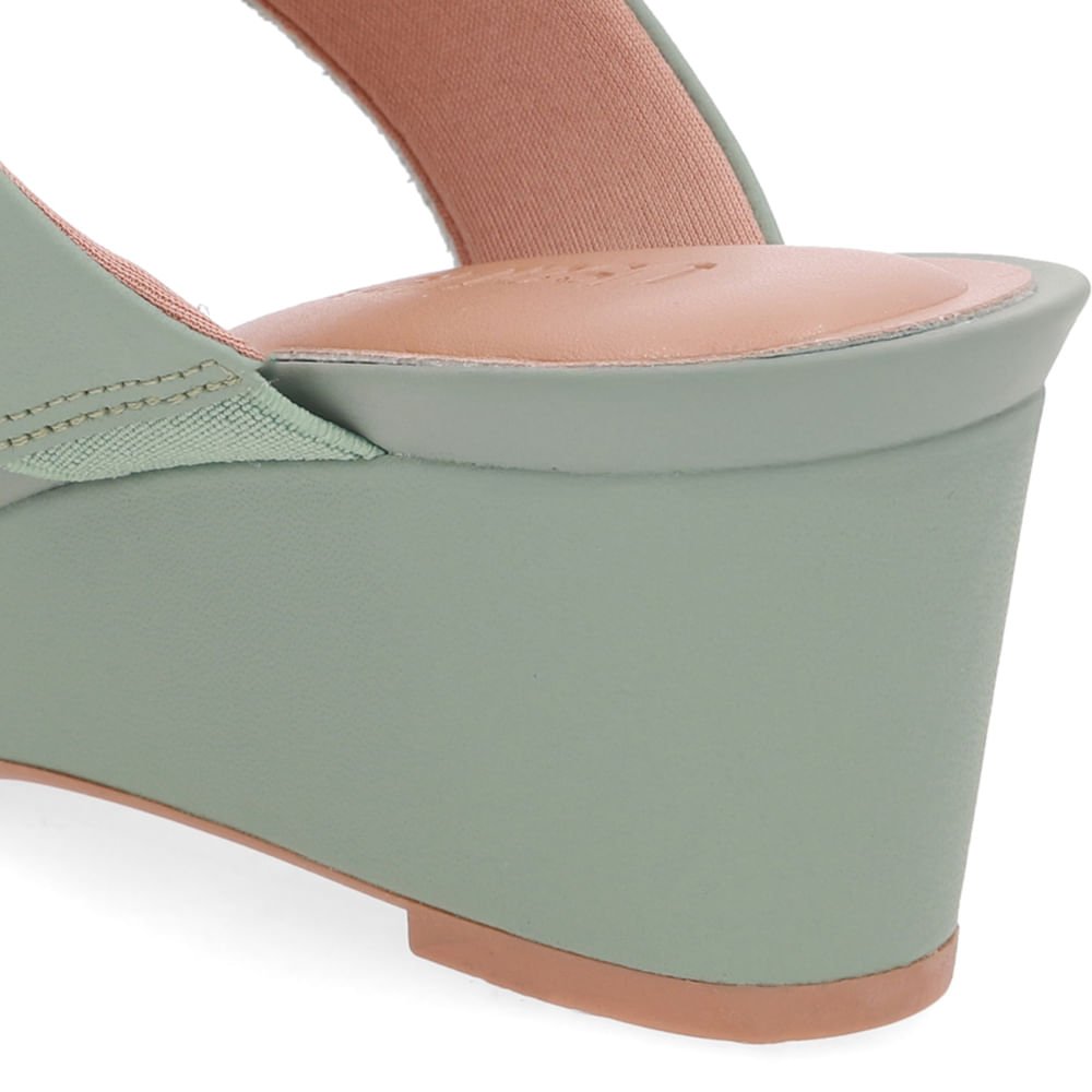 Tamanco Salto Anabela Couro Verde Verde 4