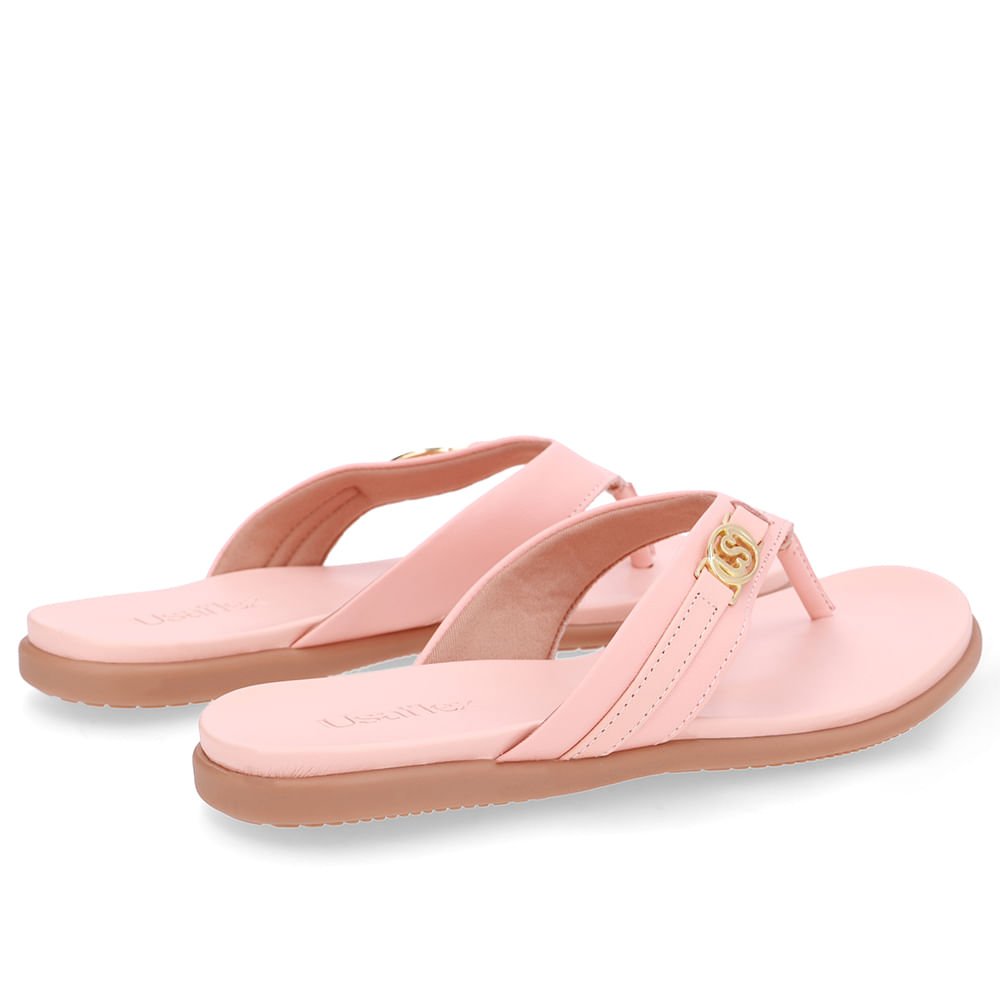 Chinelo Tira Couro Laranja Monograma Rosa 3