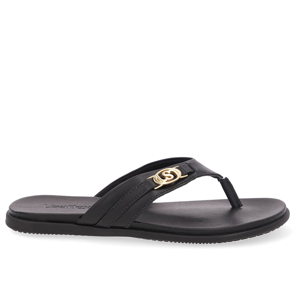Chinelo Tira Couro Preto Monograma