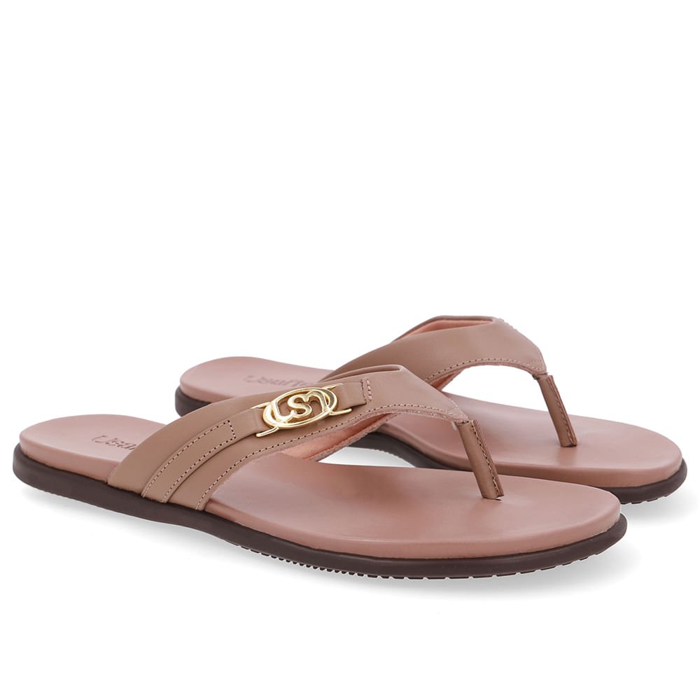 Chinelo Tira Couro Marrom Monograma Marrom 2