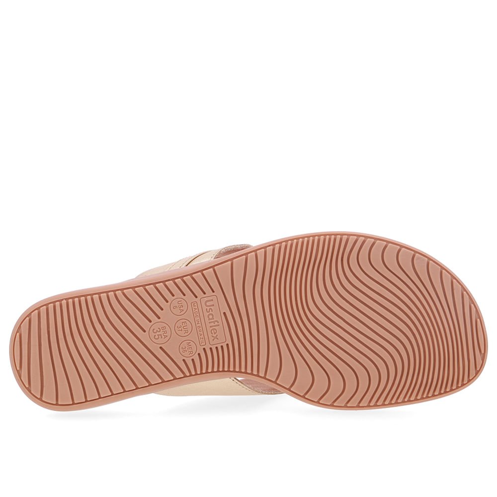 Chinelo Tira Couro Dourado Monograma Dourado 5