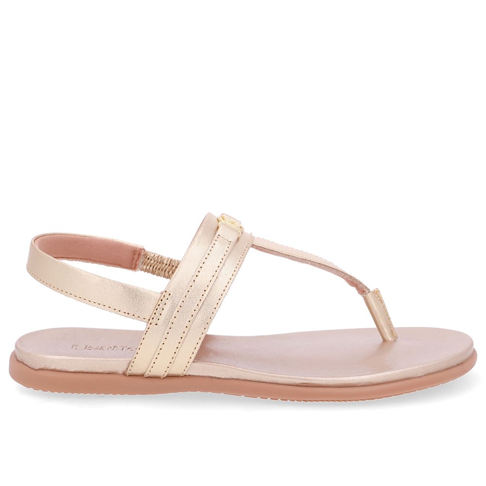 Sandália Rasteira Couro Dourada