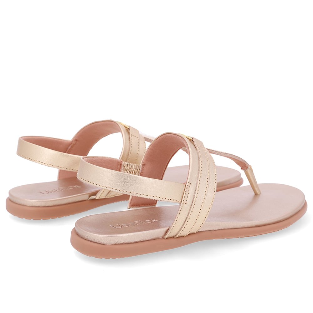 Sandália Rasteira Couro Dourada Dourado 3