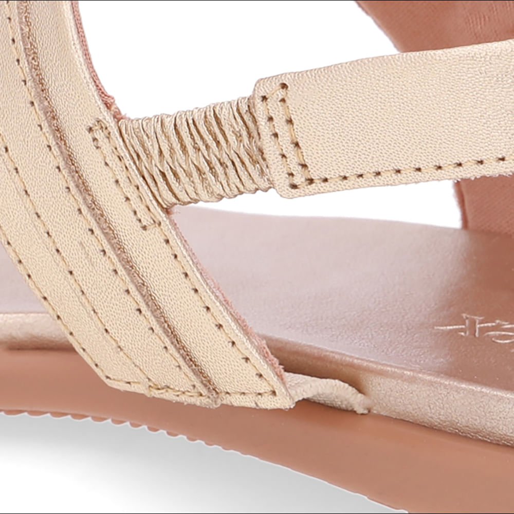 Sandália Rasteira Couro Dourada Dourado 4