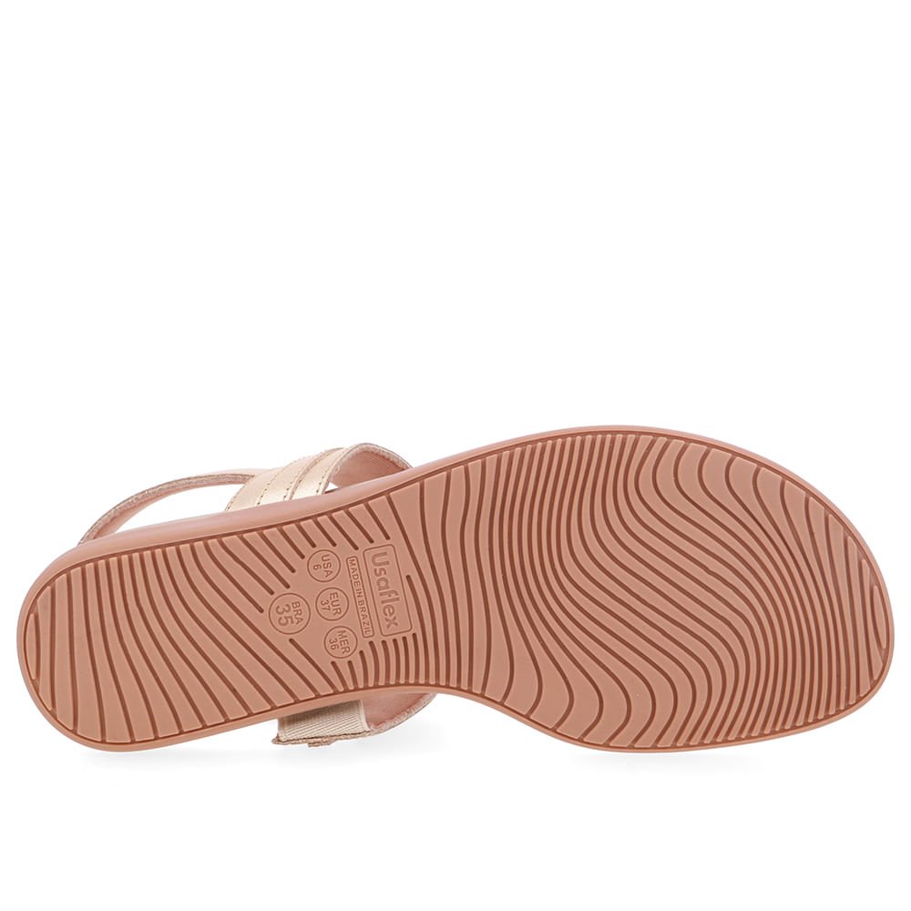 Sandália Rasteira Couro Dourada Dourado 5