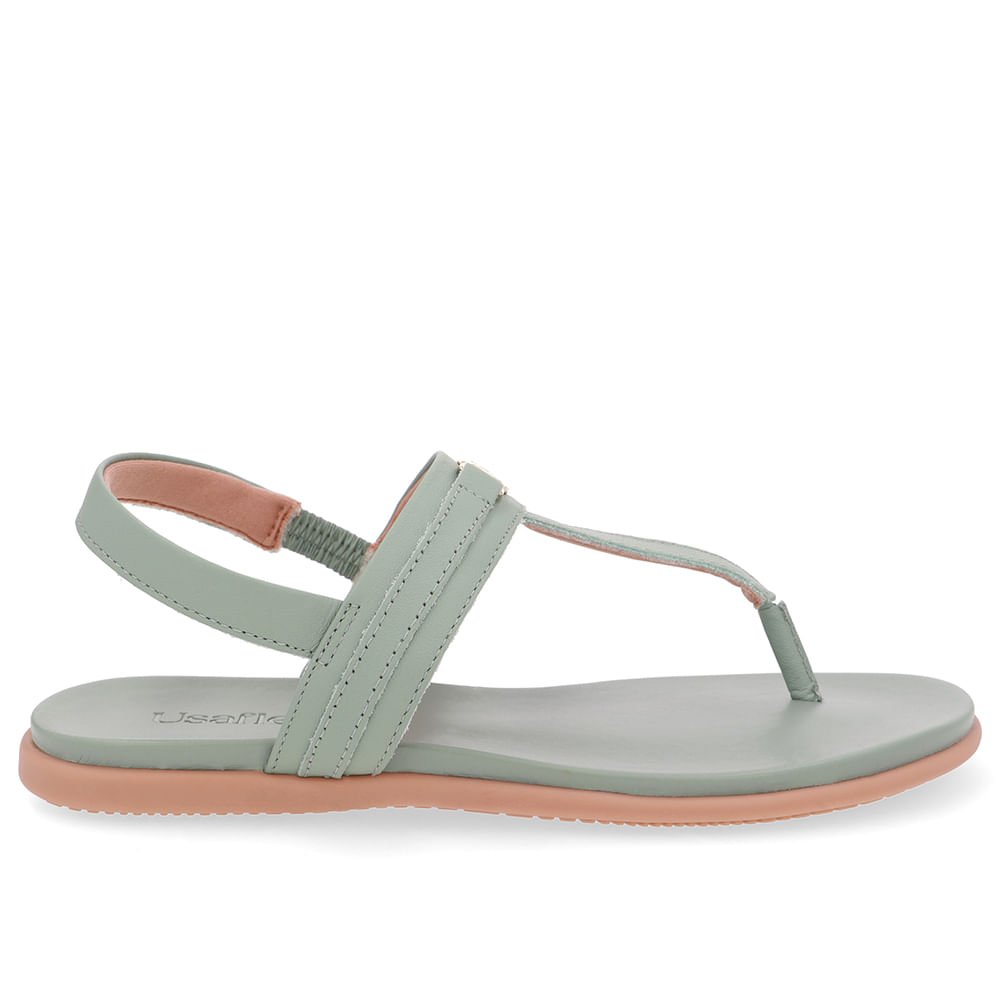 Sandália Rasteira Couro Verde