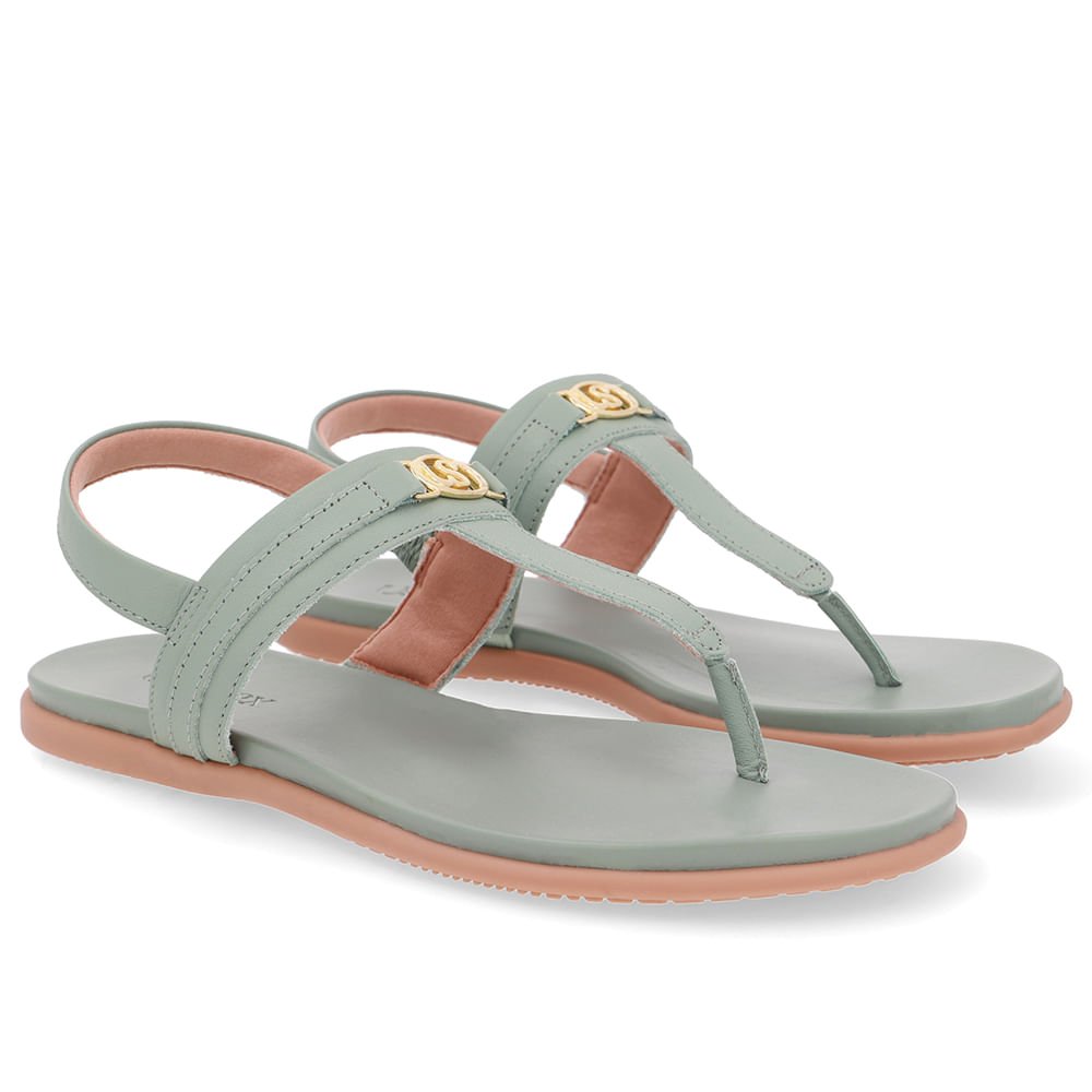 Sandália Rasteira Couro Verde Verde 2