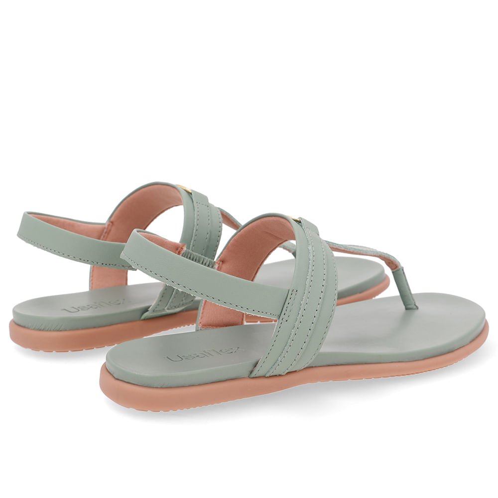 Sandália Rasteira Couro Verde Verde 3