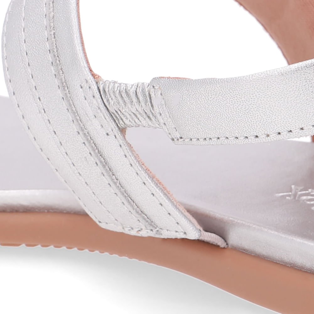 Sandália Rasteira Couro Prata Prata 4