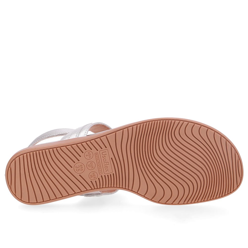 Sandália Rasteira Couro Prata Prata 5