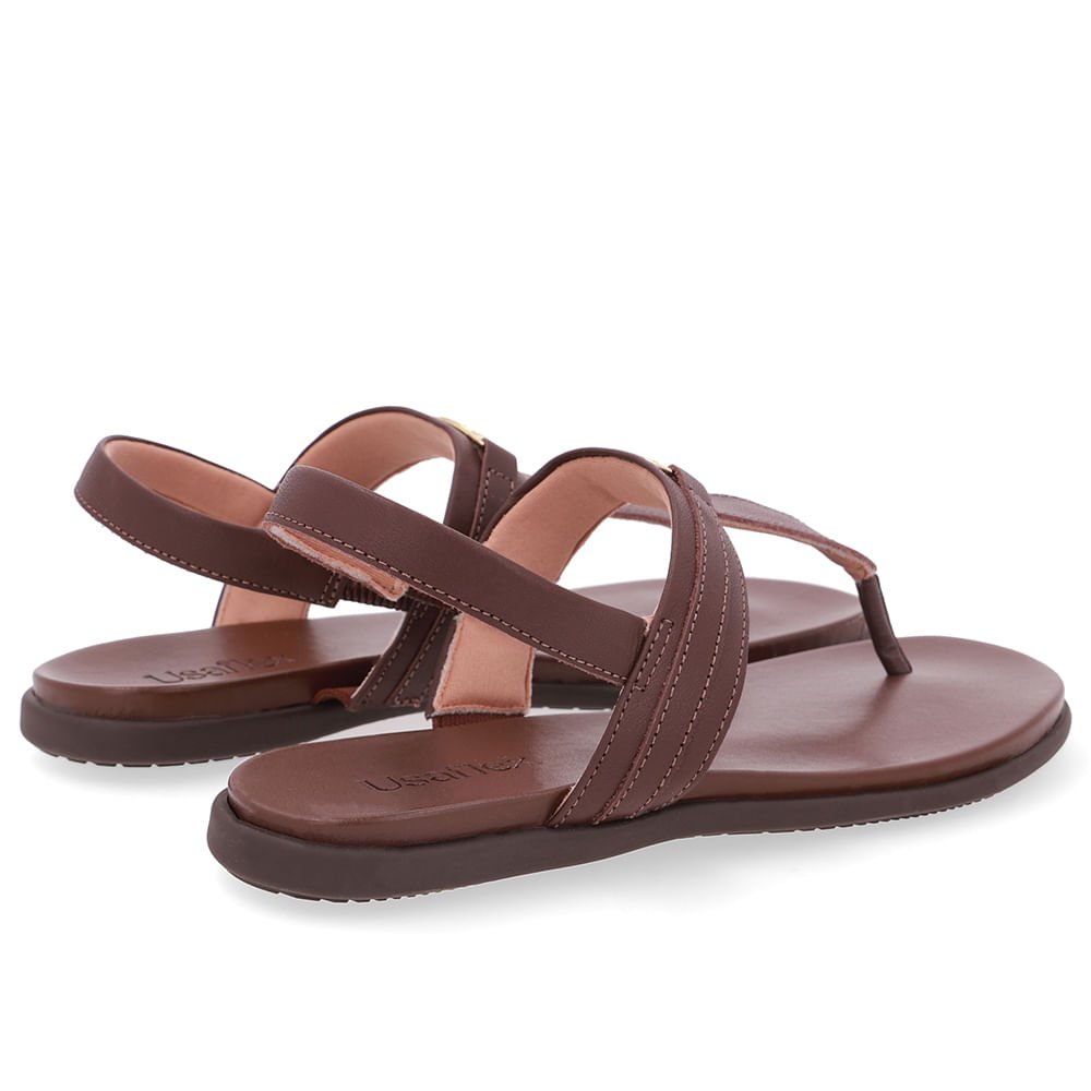 Sandália Rasteira Couro Marrom Marrom 3
