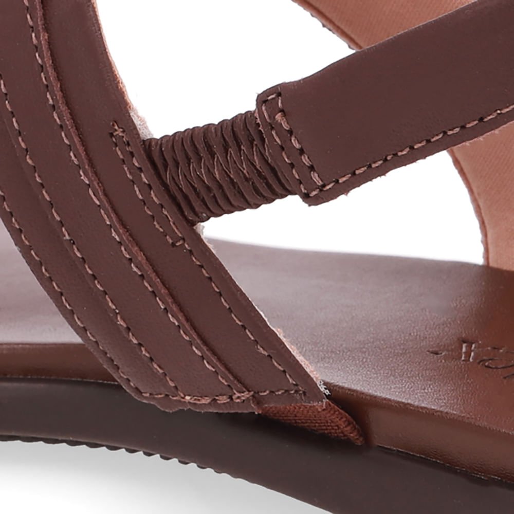 Sandália Rasteira Couro Marrom Marrom 4