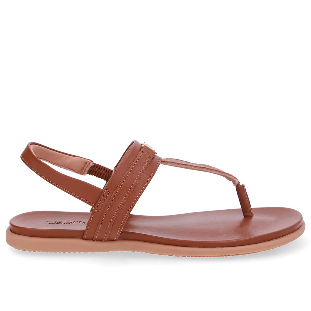 Sandália Rasteira Couro Marrom