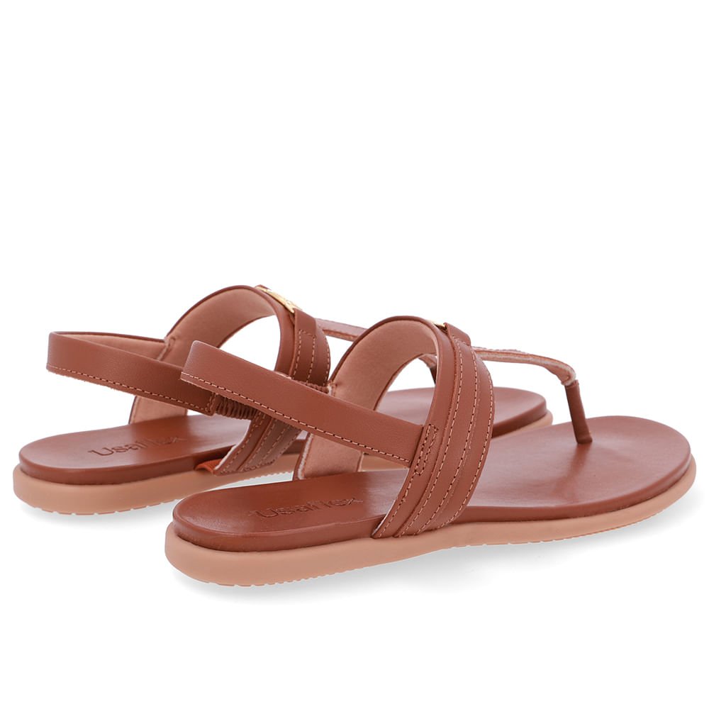 Sandália Rasteira Couro Marrom Marrom 3