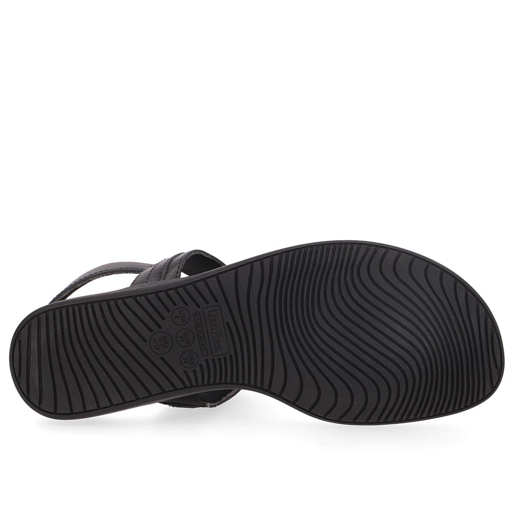 Sandália Rasteira Couro Preta Preto 5