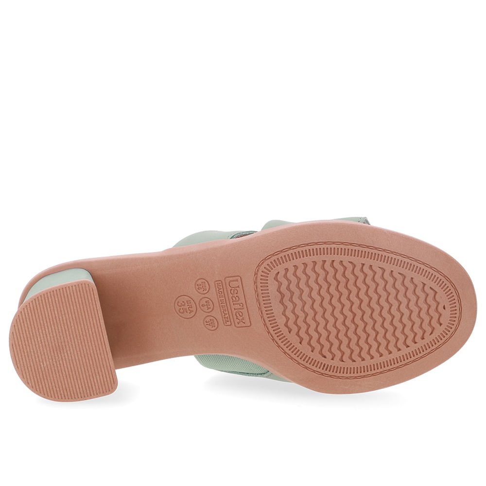 Tamanco Salto Bloco Couro Verde Duas Tiras Verde 5