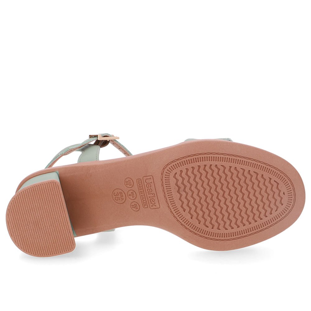 Sandália Salto Bloco Couro Verde Verde 5