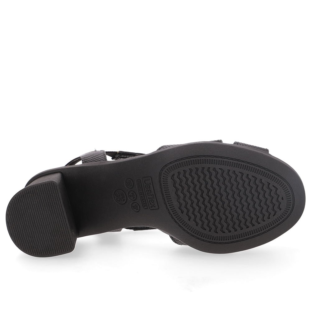 Sandália Salto Bloco Couro Preta Bico Redondo Preto 5