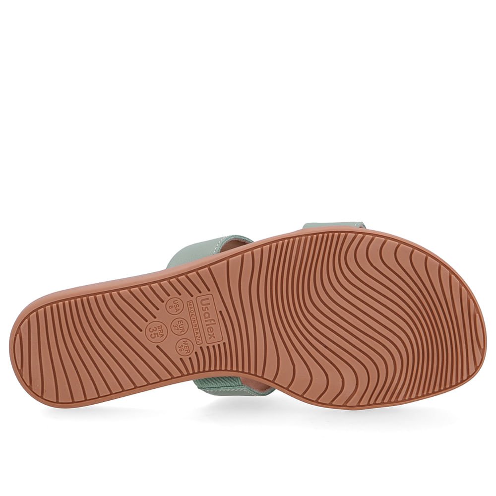 Slide Bico Redondo Couro Verde Enfeite Verde 5