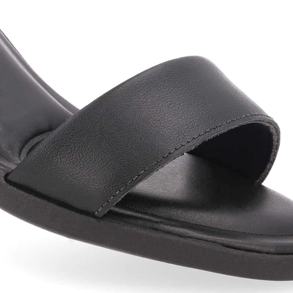 Sandália Salto Bloco Couro Preta Preto 4