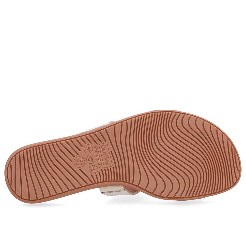 Slide Bico Redondo Couro Branco Marfim Enfeite Branco 5