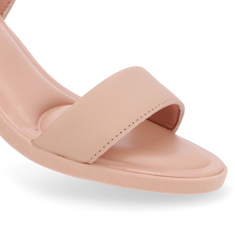 Sandália Salto Bloco Couro Bege Bege 4