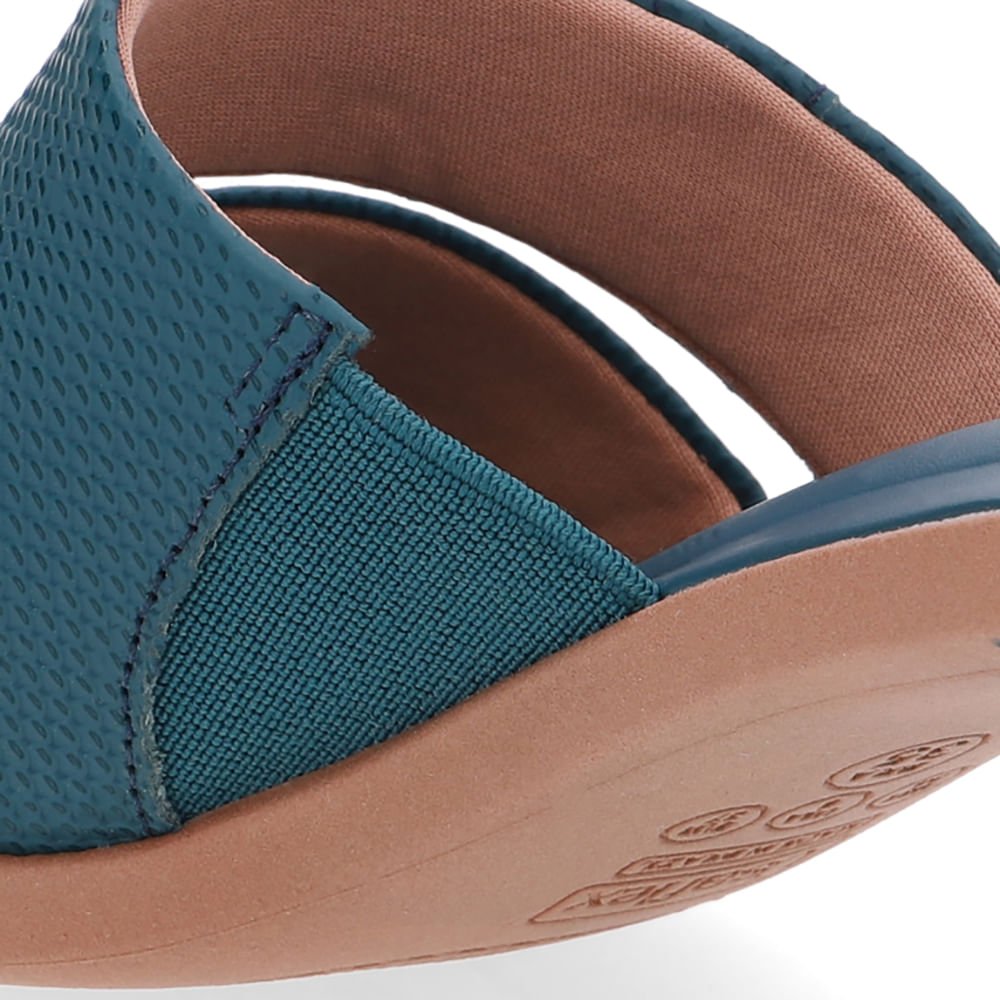 Tamanco Salto Bloco Couro Azul Duas Tiras Azul 4