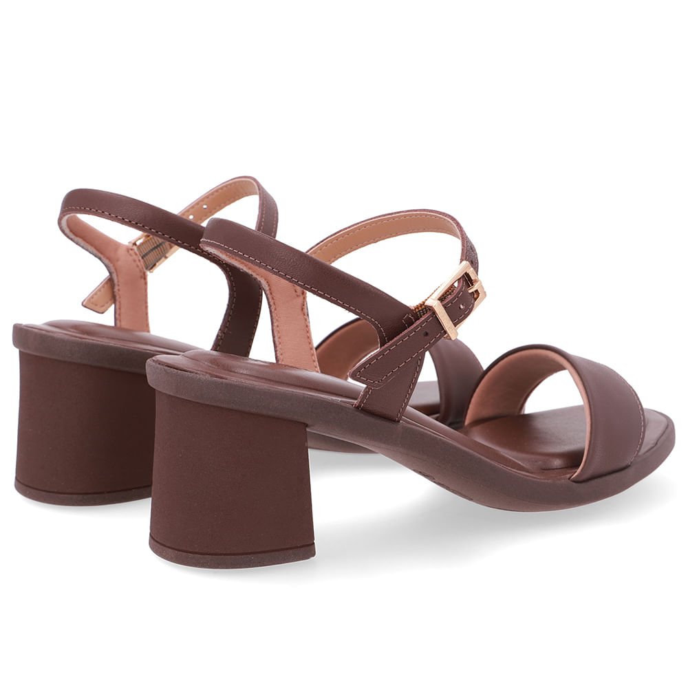 Sandália Salto Bloco Couro Marrom Marrom 3