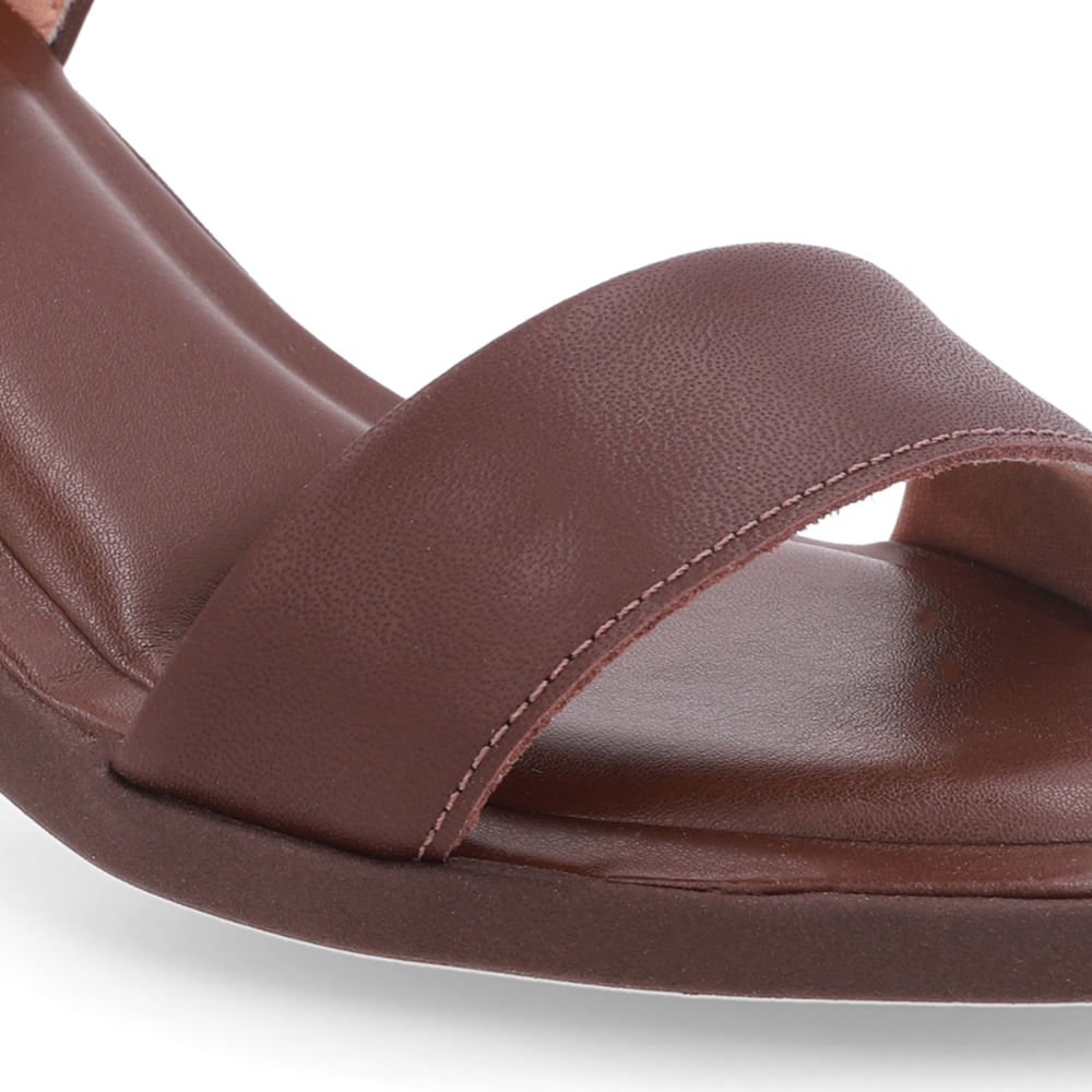 Sandália Salto Bloco Couro Marrom Marrom 4