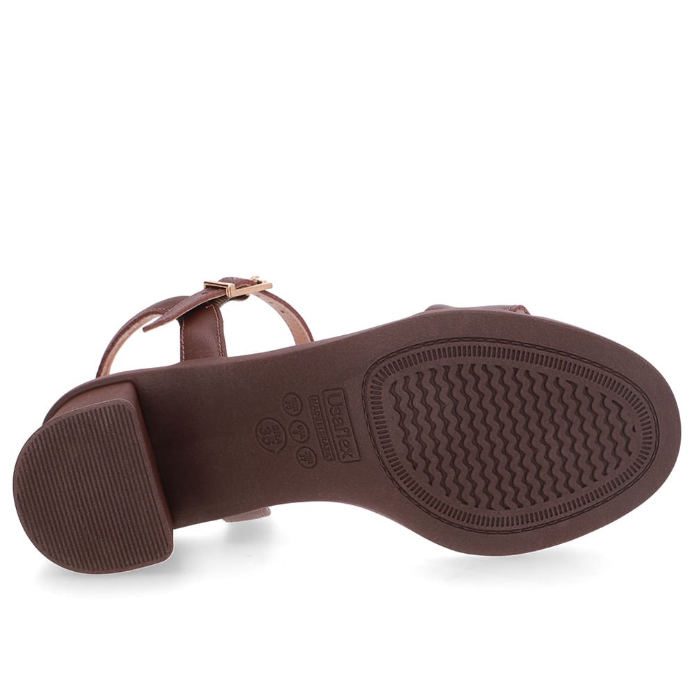 Sandália Salto Bloco Couro Marrom Marrom 5