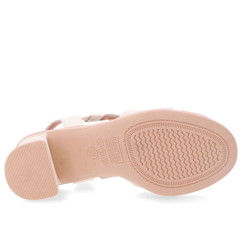 Sandália Salto Bloco Couro Branca Marfim Bico Redondo Branco 5