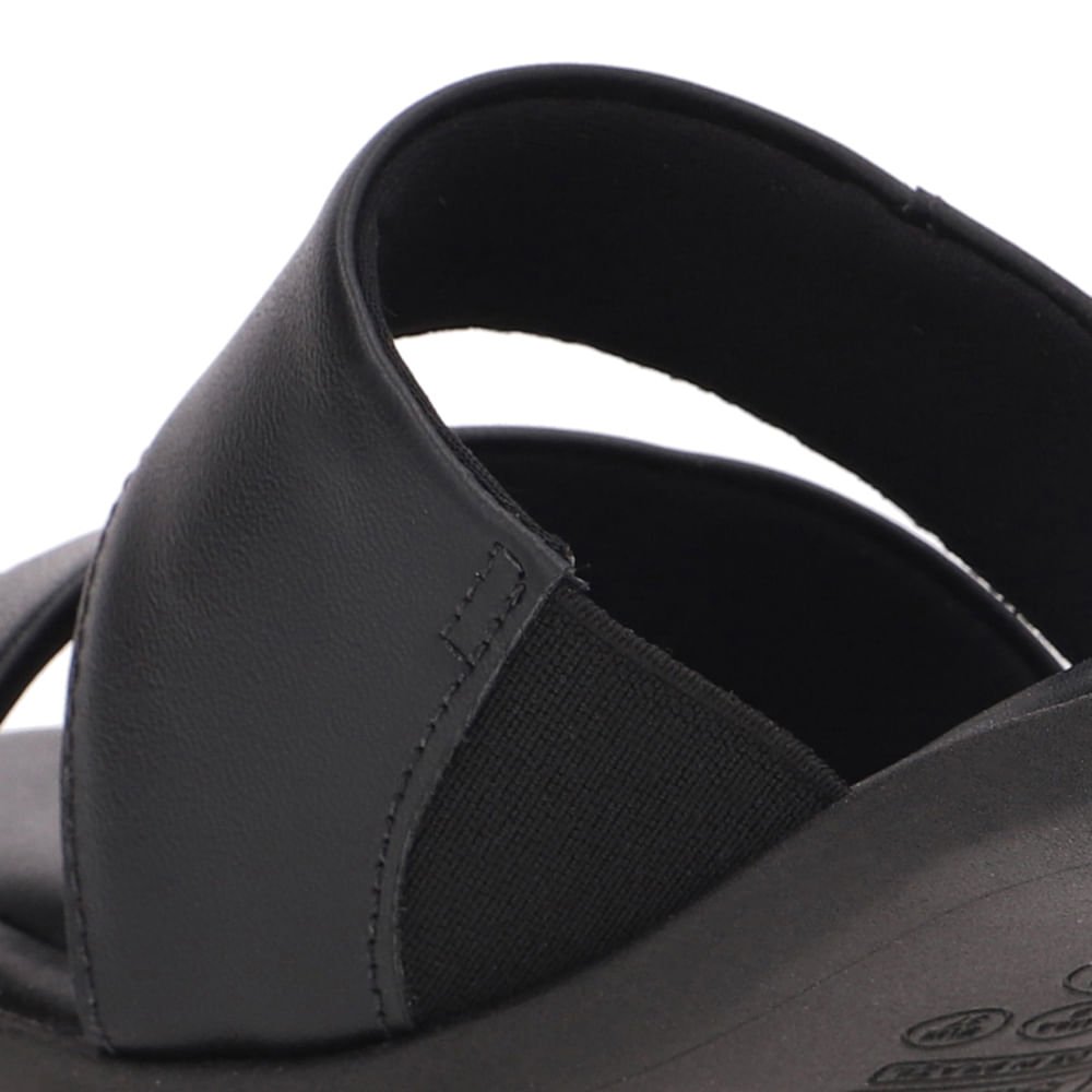 Tamanco Salto Bloco Couro Preto Duas Tiras Preto 4