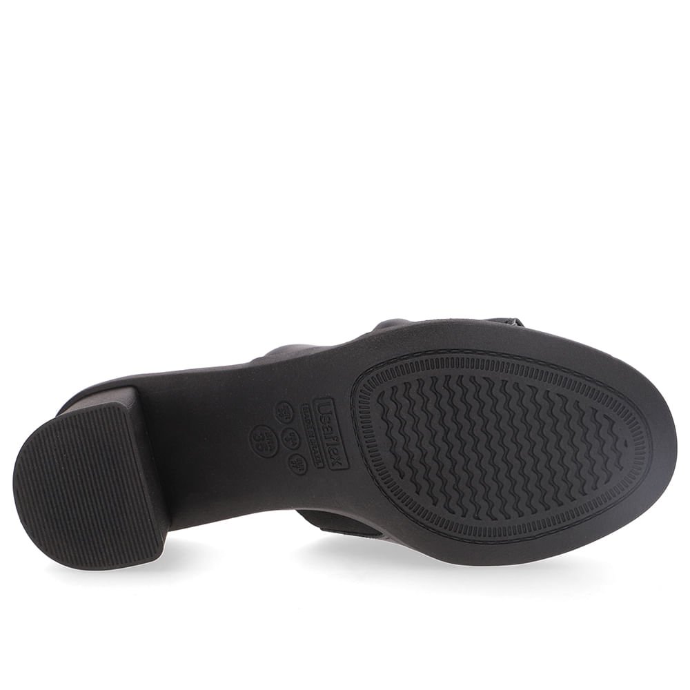 Tamanco Salto Bloco Couro Preto Duas Tiras Preto 5