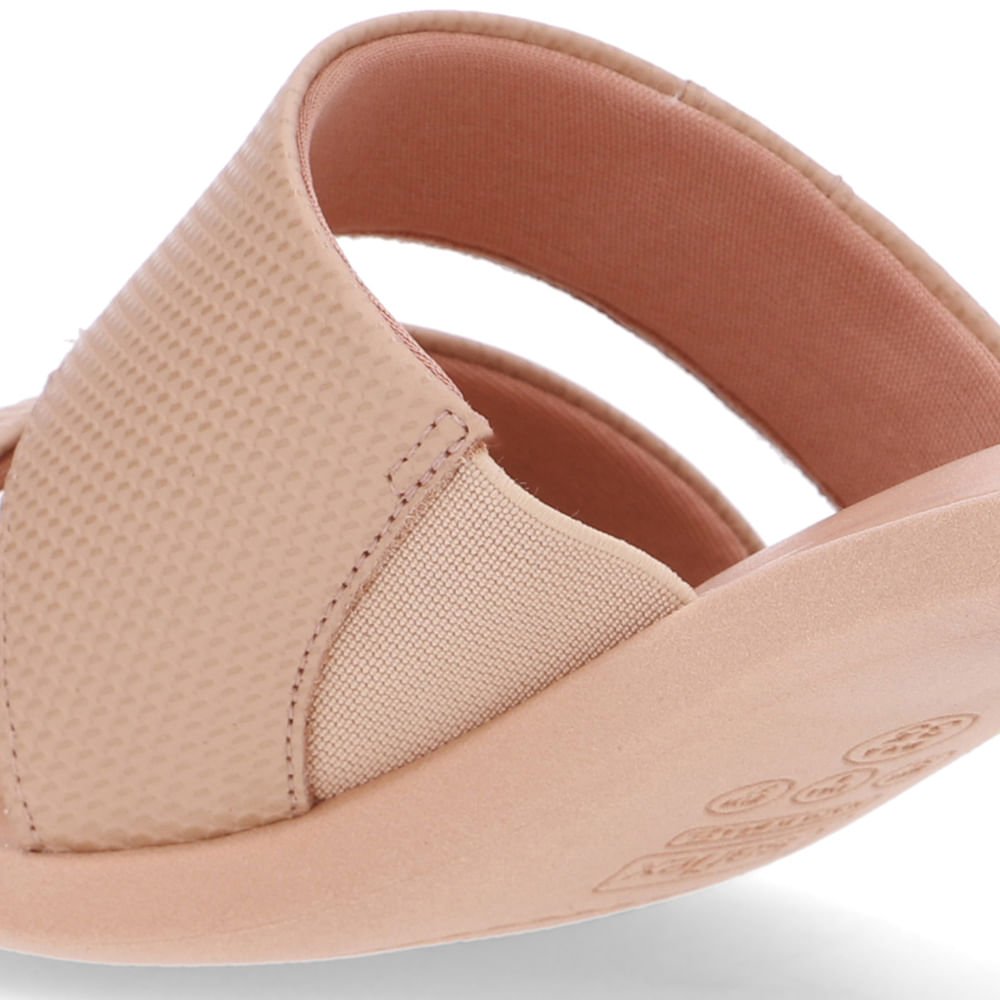 Tamanco Salto Bloco Couro Bege Duas Tiras Bege 4