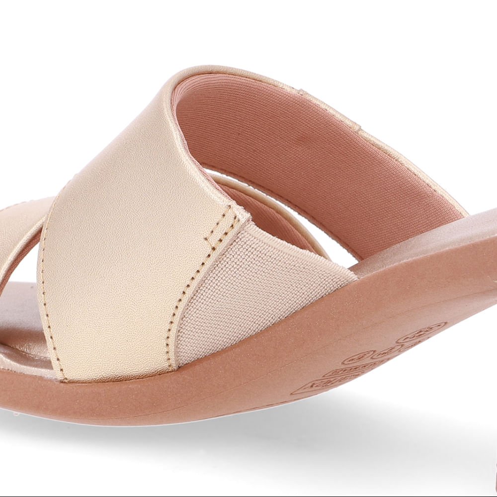 Tamanco Salto Bloco Couro Dourado Duas Tiras Dourado 4