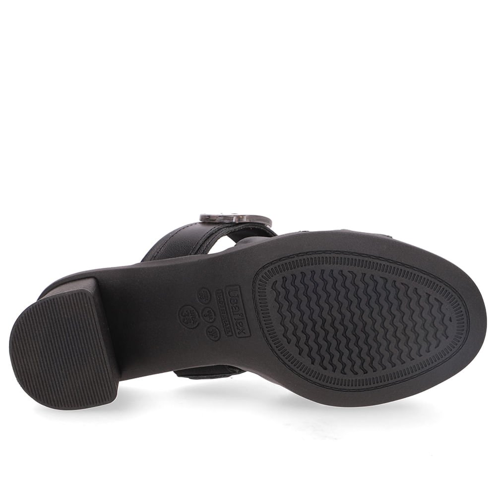 Tamanco Salto Bloco Couro Preto Tira Cruzada Preto 5